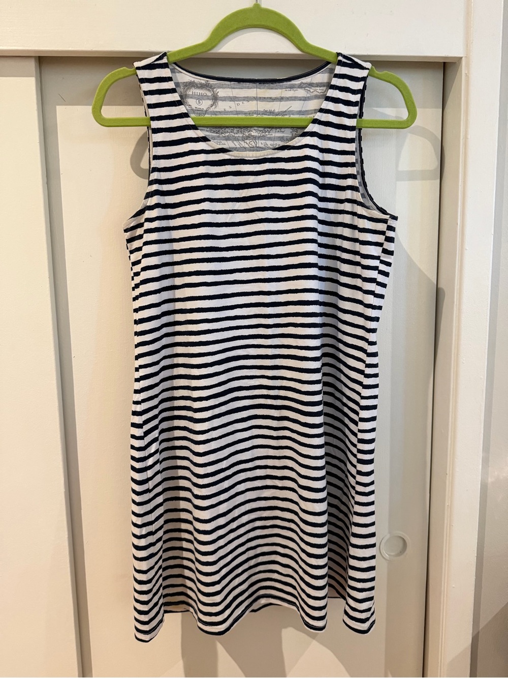 Striped Sleeveless Tank Dress - Navy & White